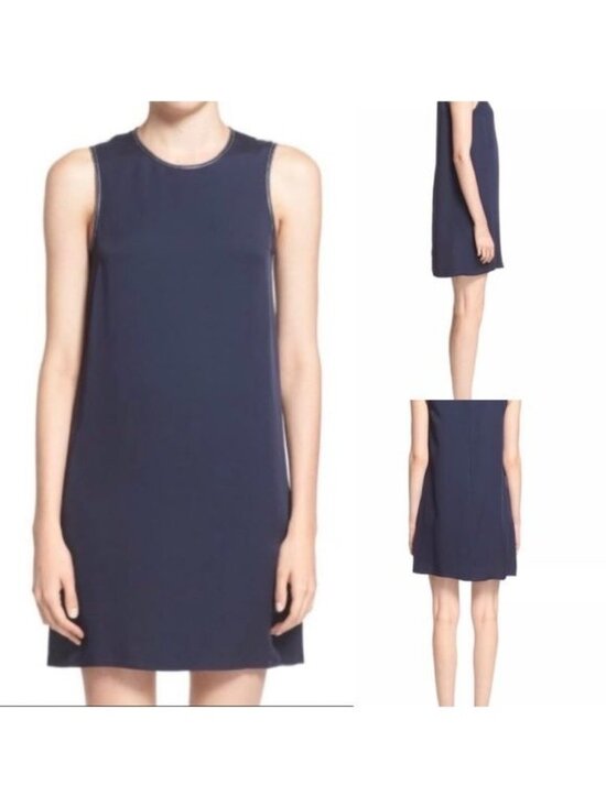 Theory Dresses & Skirts - Theory Navy Silk Sleeveless Sheath Dress